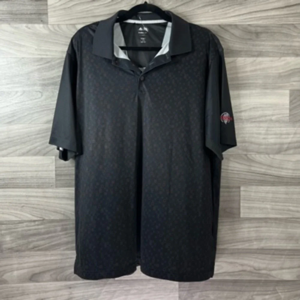 Adidas‎ Mens Golf Polo Shirt Black Geometric Short Sleeve Pullover L Outdoor